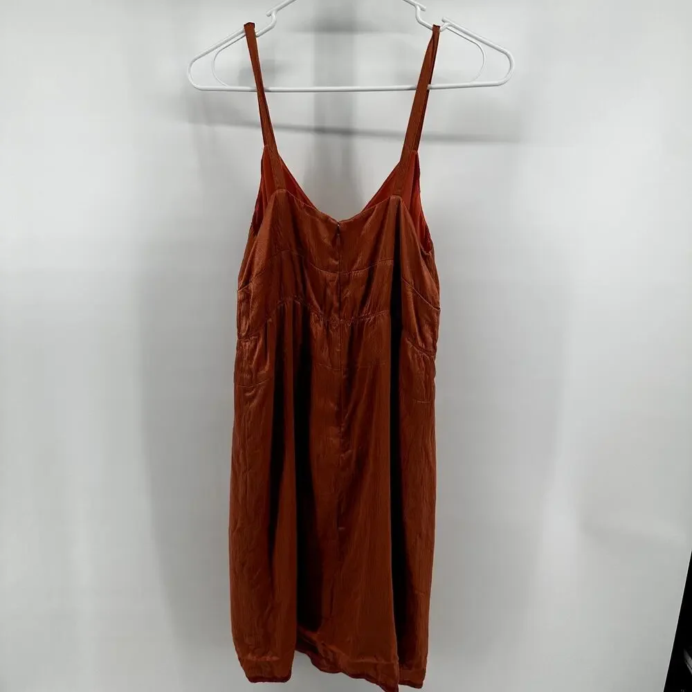 J.Crew Silk Serenade Dress Bodice Mini Lined Deep V Neck Casual Orange Rust 2